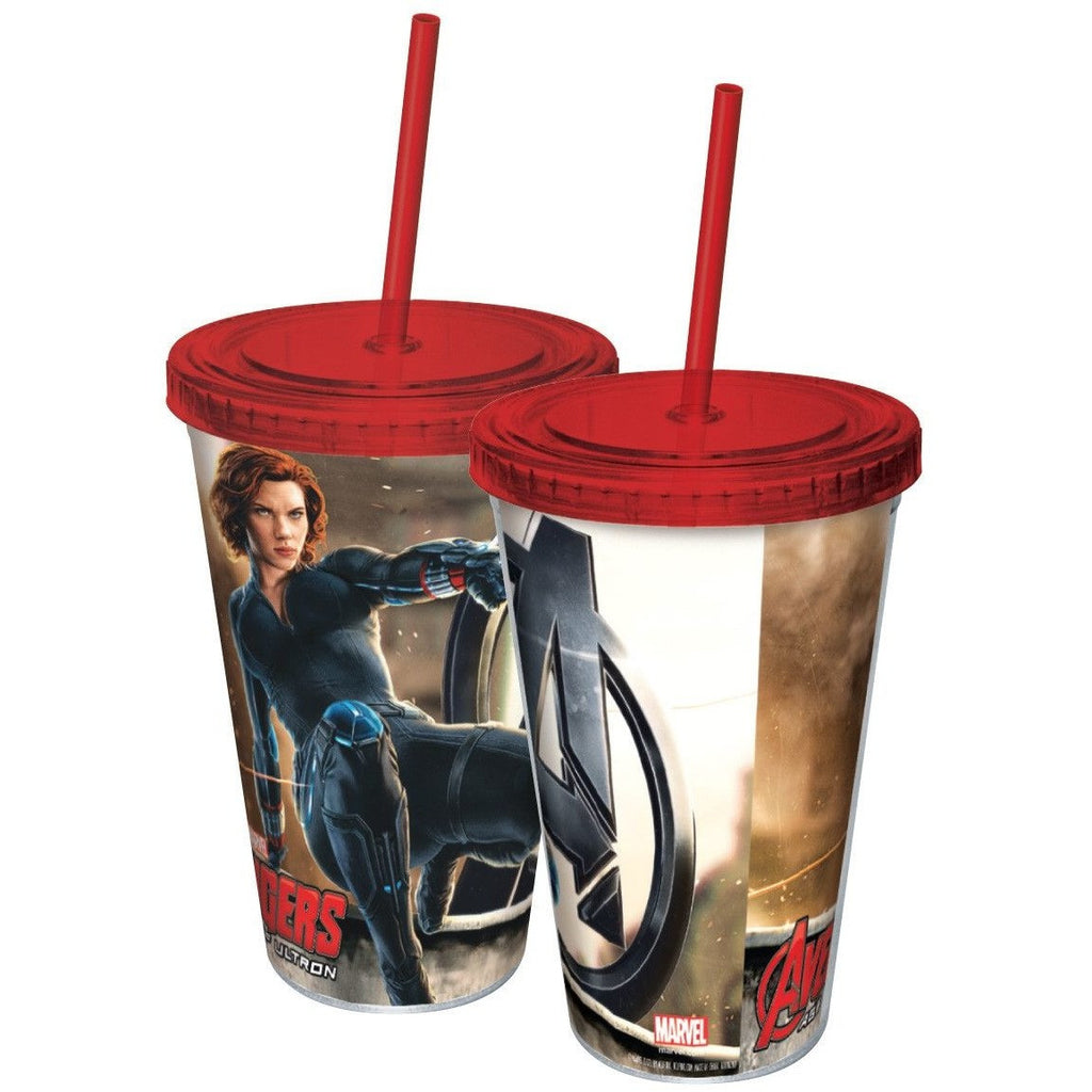 Avengers Black Widow Plastic Travel Cup with Straw