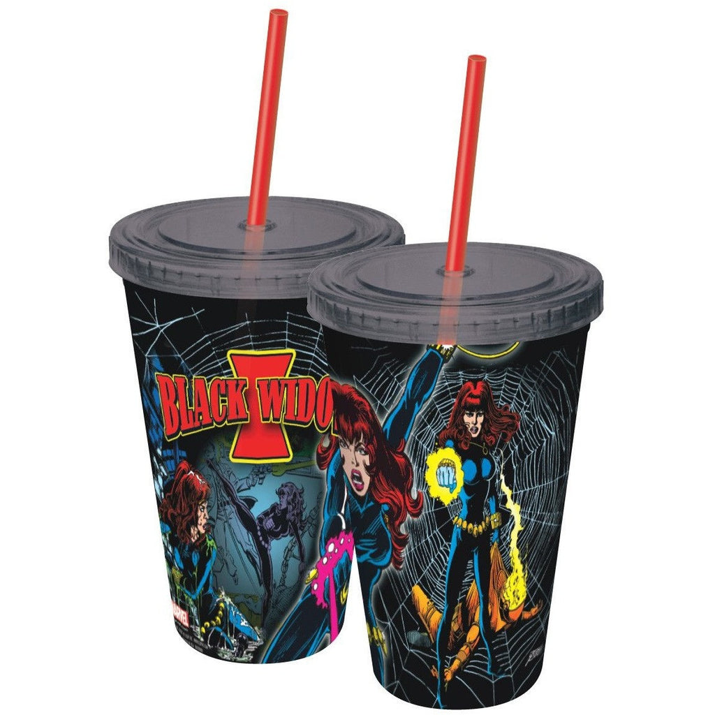 Black Widow Plastic Travel Cup with Straw