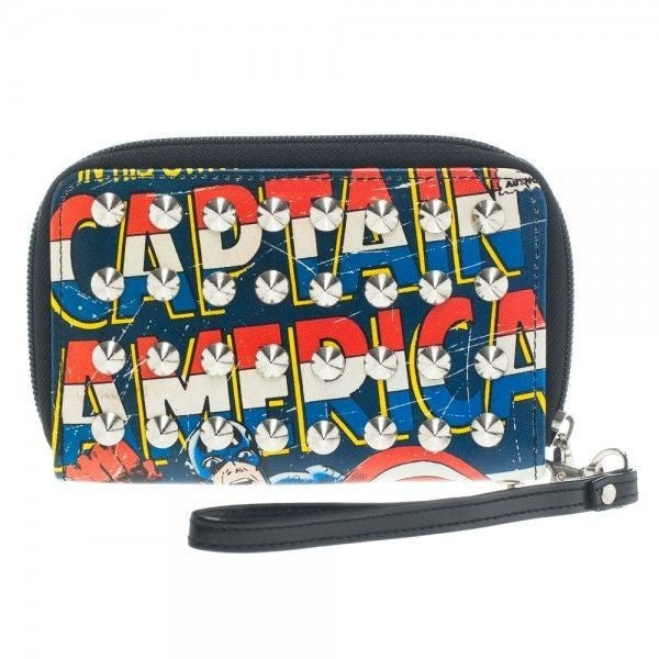Captain America Studded Zipper Wallet