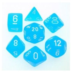 Frosted Caribbean Blue and White Polyhedral Die Set